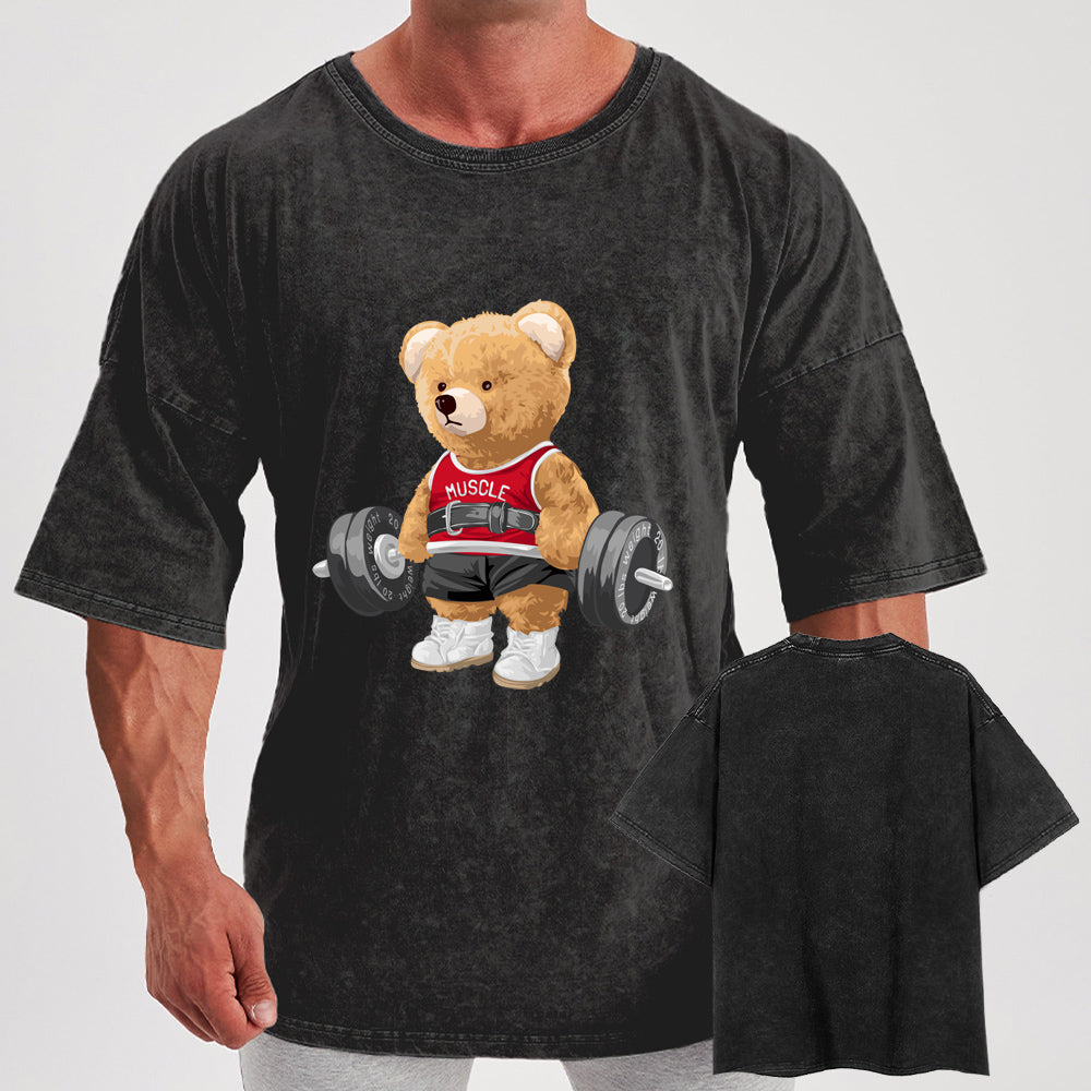 Exercise Bear Washed Gym Shirt