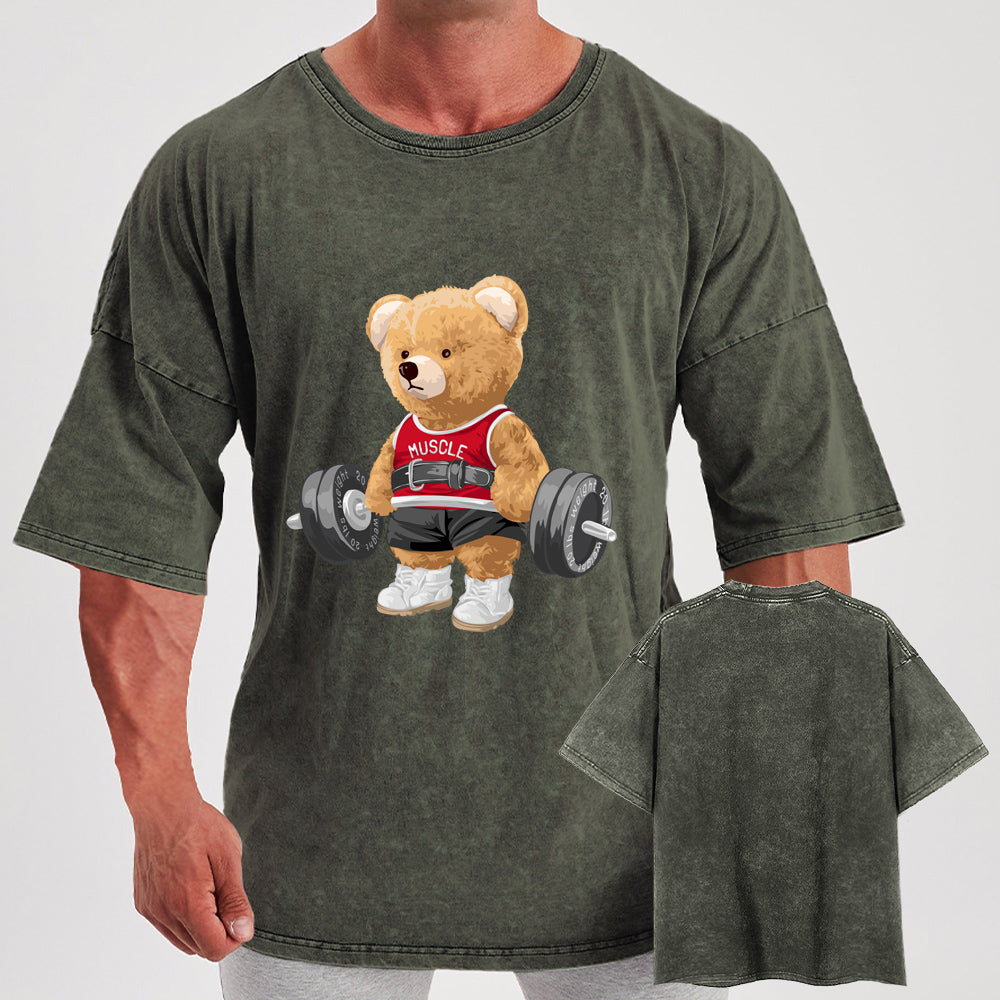 Exercise Bear Washed Gym Shirt