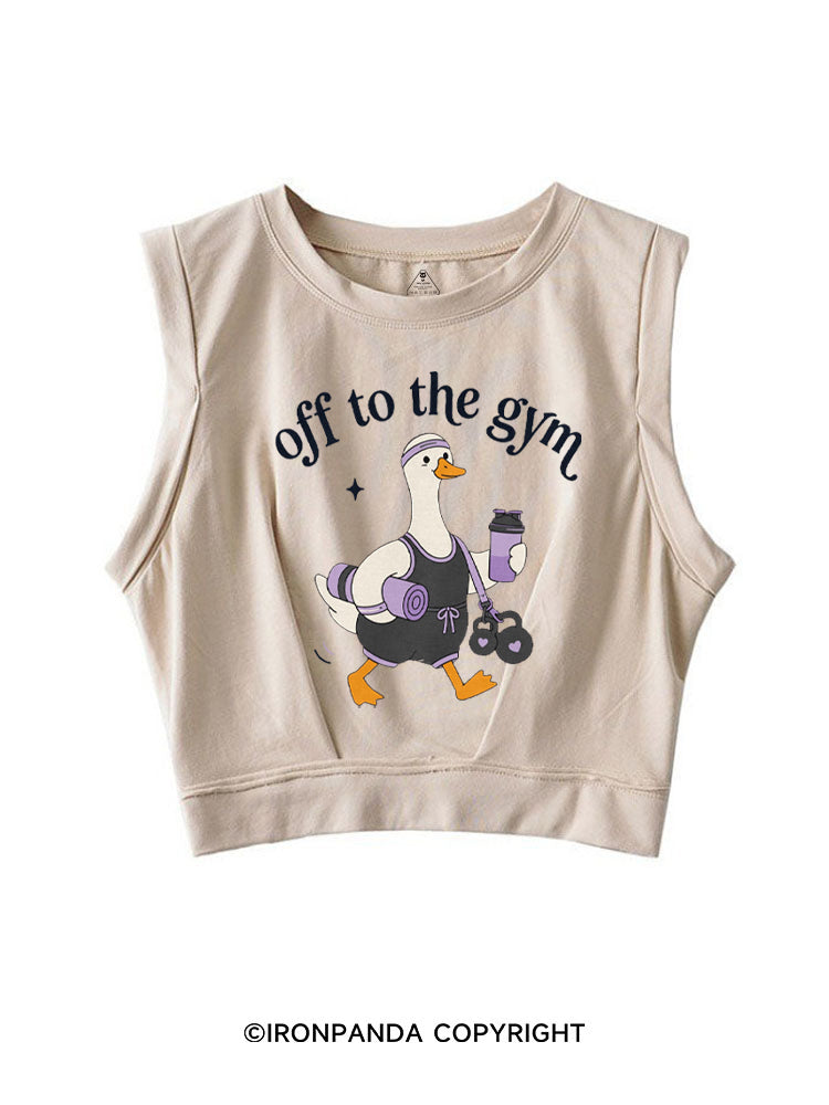 OFF TO THE GYM SILLY GOOSE SLEEVELESS CROP TOPS