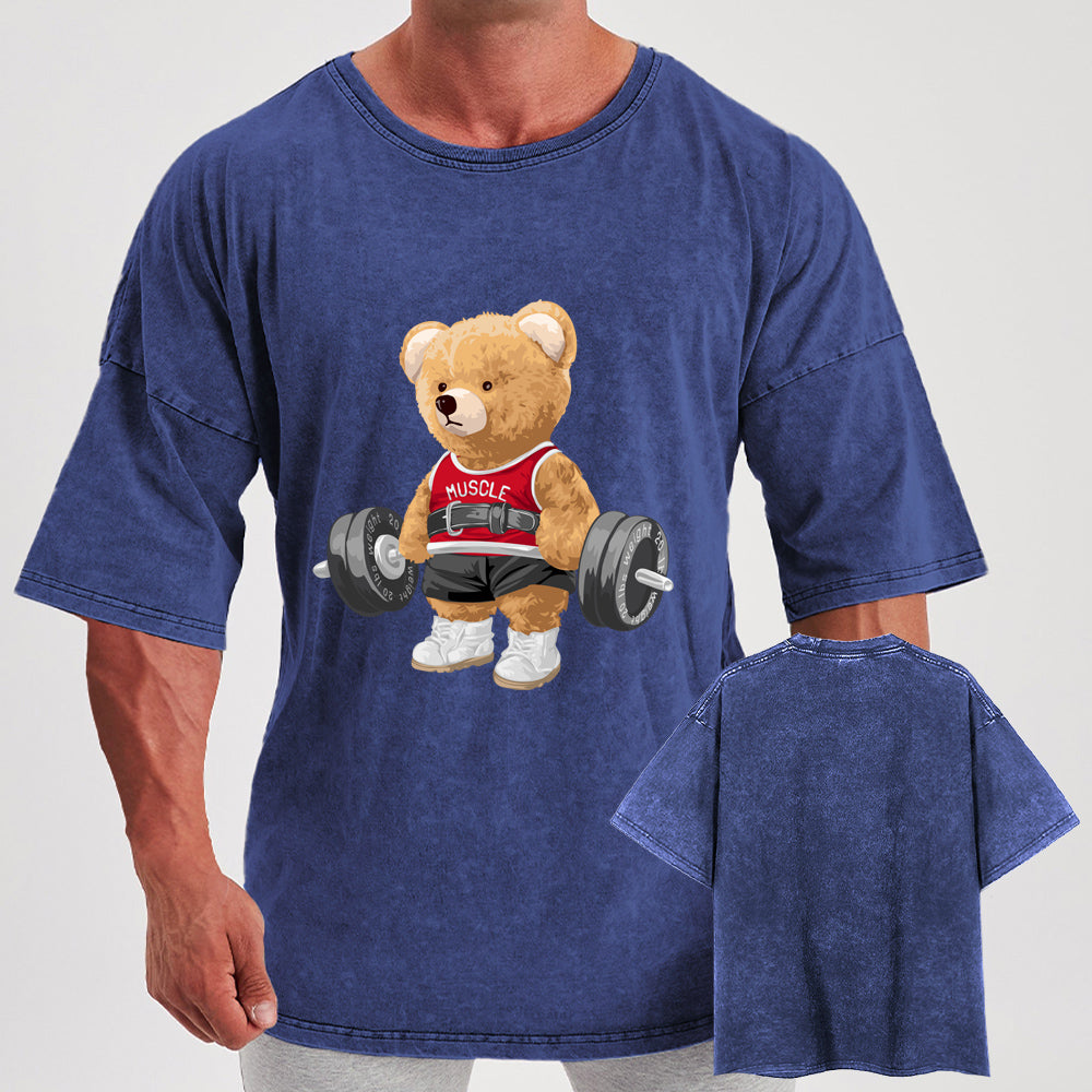Exercise Bear Washed Gym Shirt