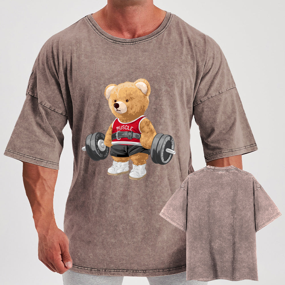 Exercise Bear Washed Gym Shirt