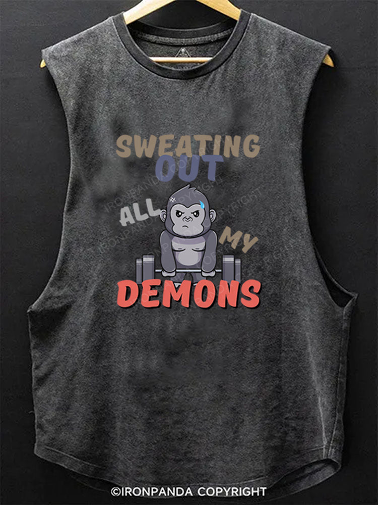 SWEATING OUT ALL MY DEMONS GORILLA Scoop Bottom Cotton Tank