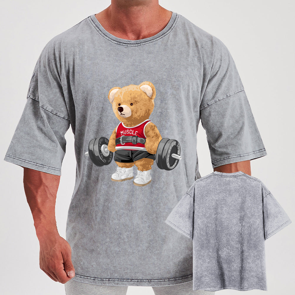 Exercise Bear Washed Gym Shirt