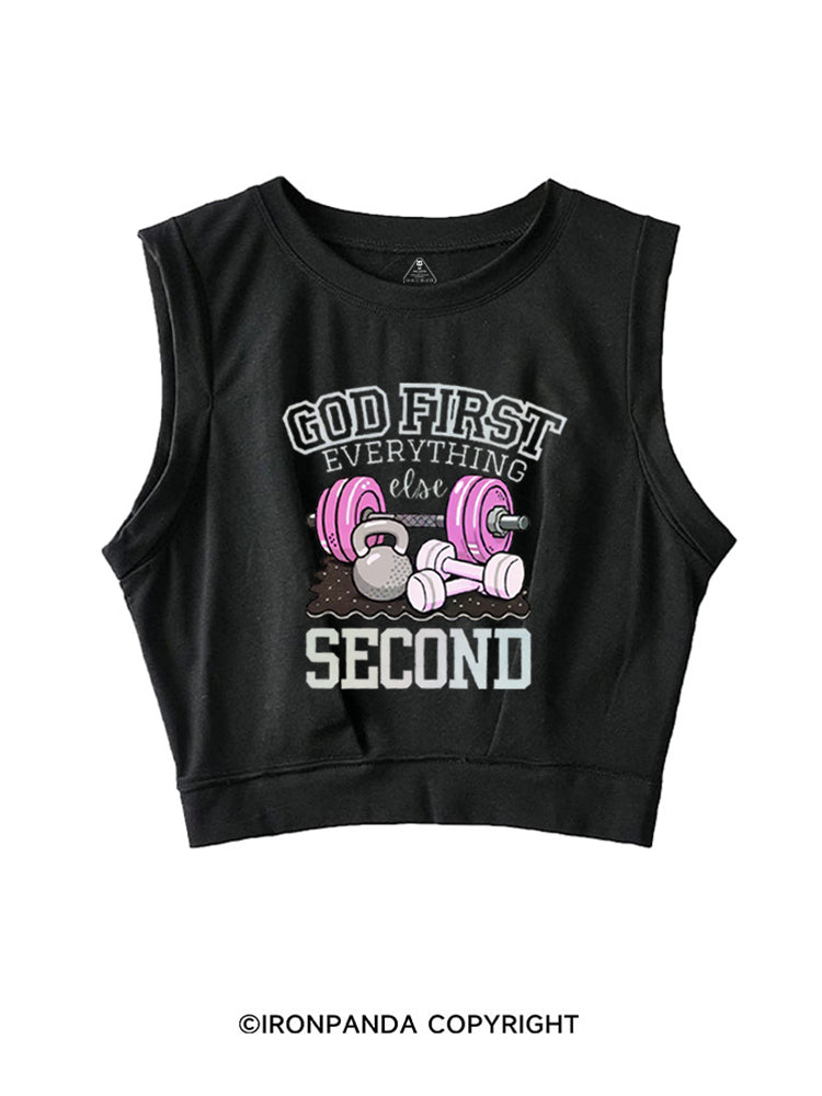 GOD FIRST EVERYTHING ELSE SECOND SLEEVELESS CROP TOPS
