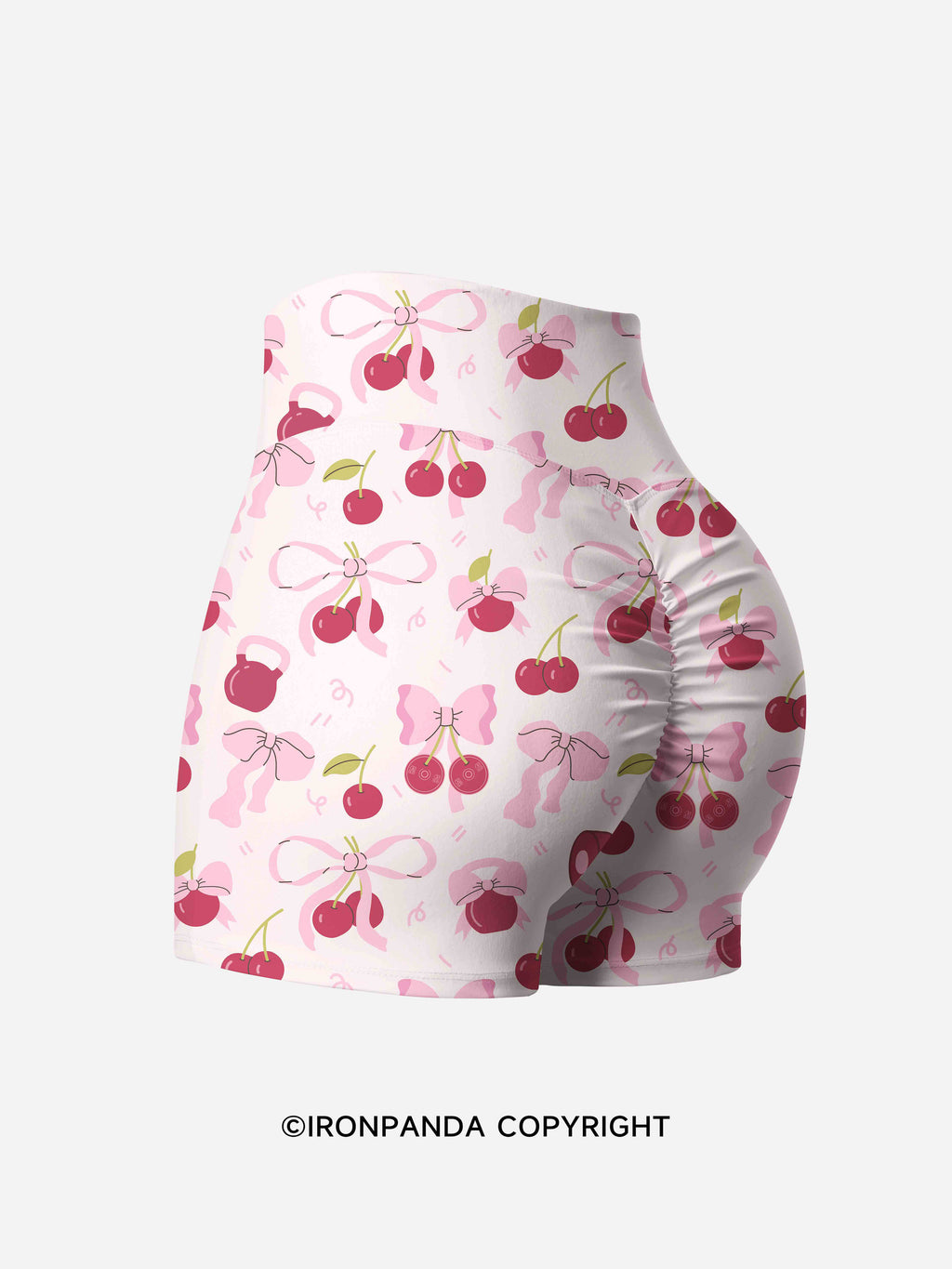 Pink Cherry Printed Yoga Shorts