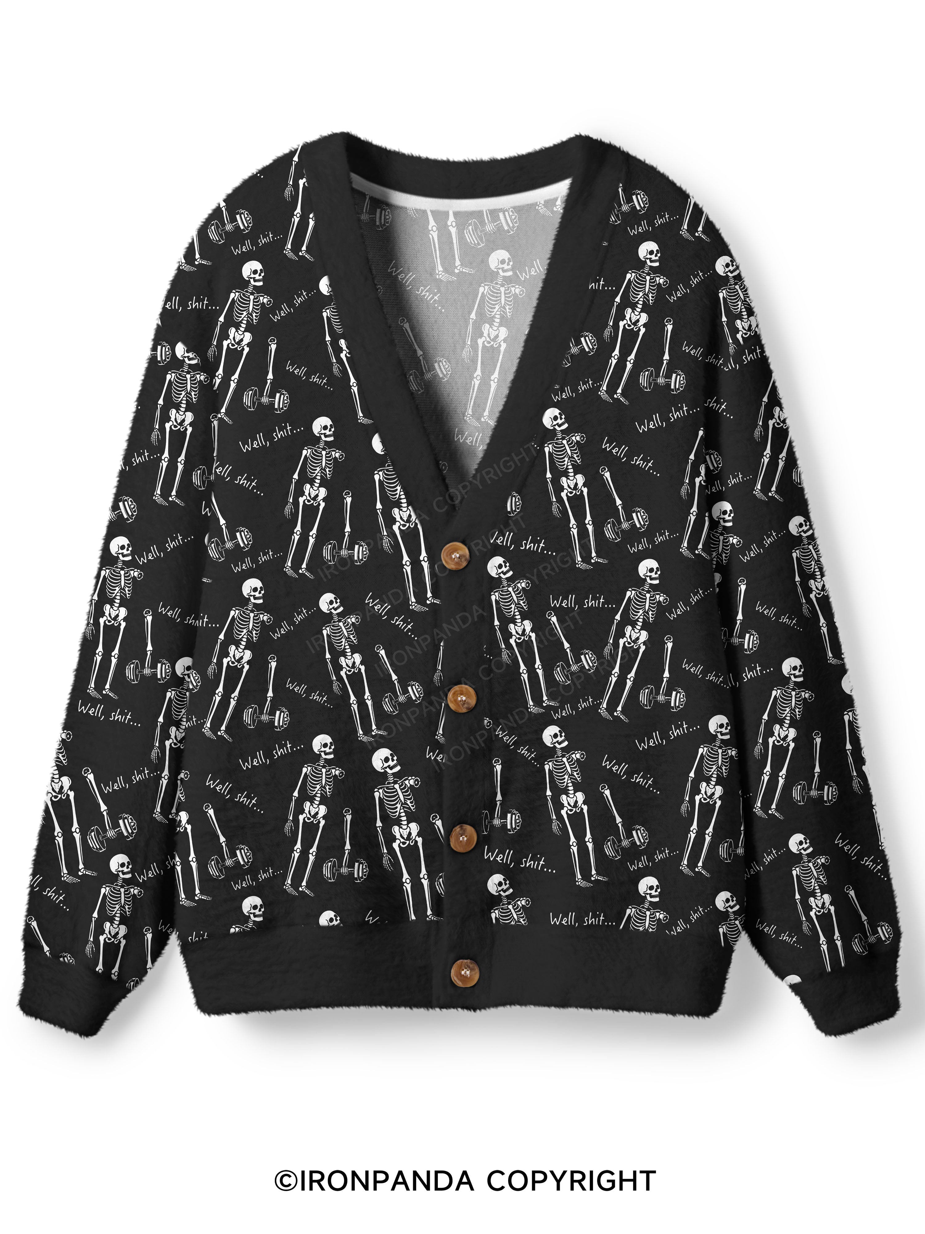 Well Shit Funny Skeleton Ugly Cardigan Sweater