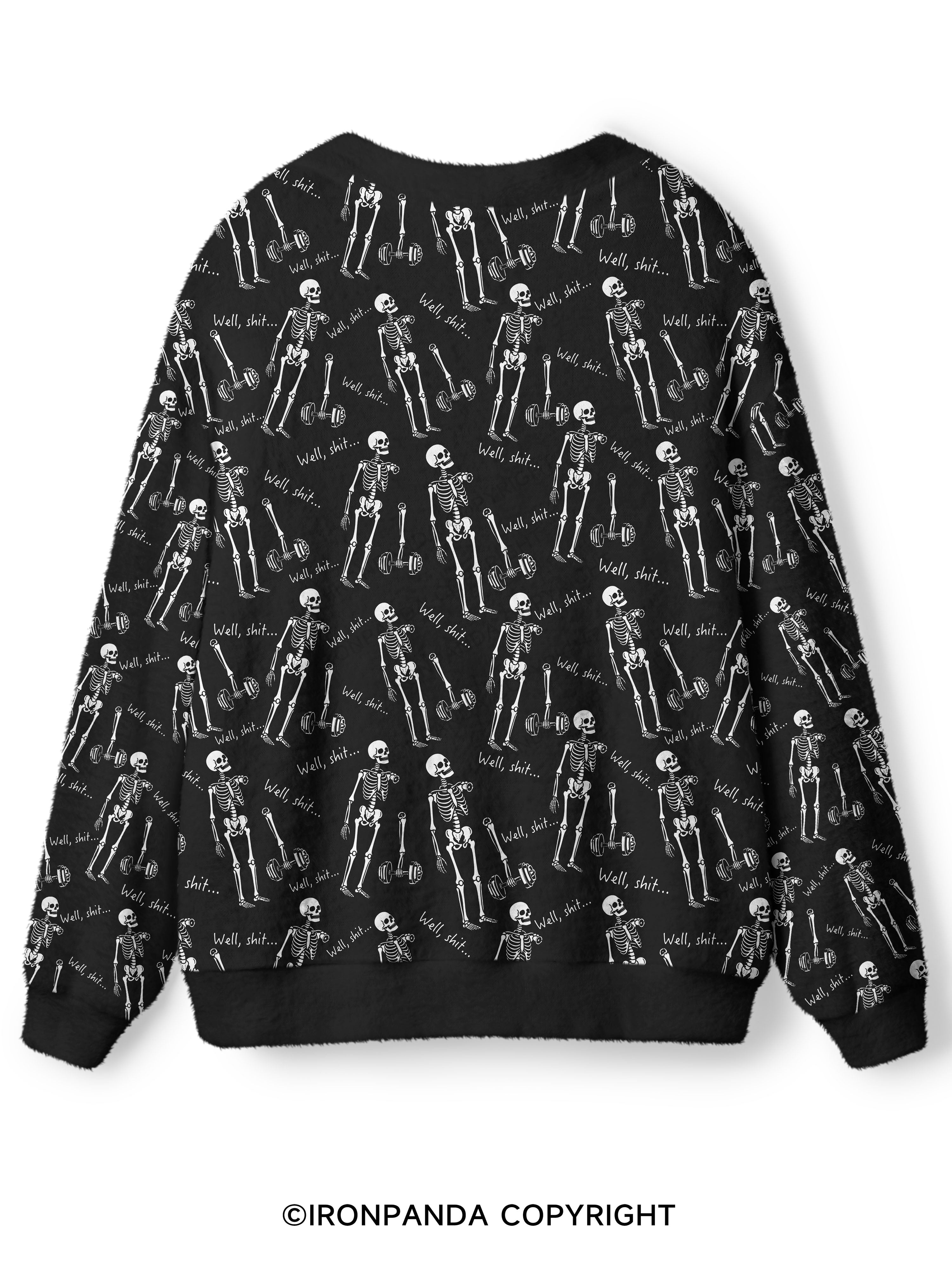 Well Shit Funny Skeleton Ugly Cardigan Sweater