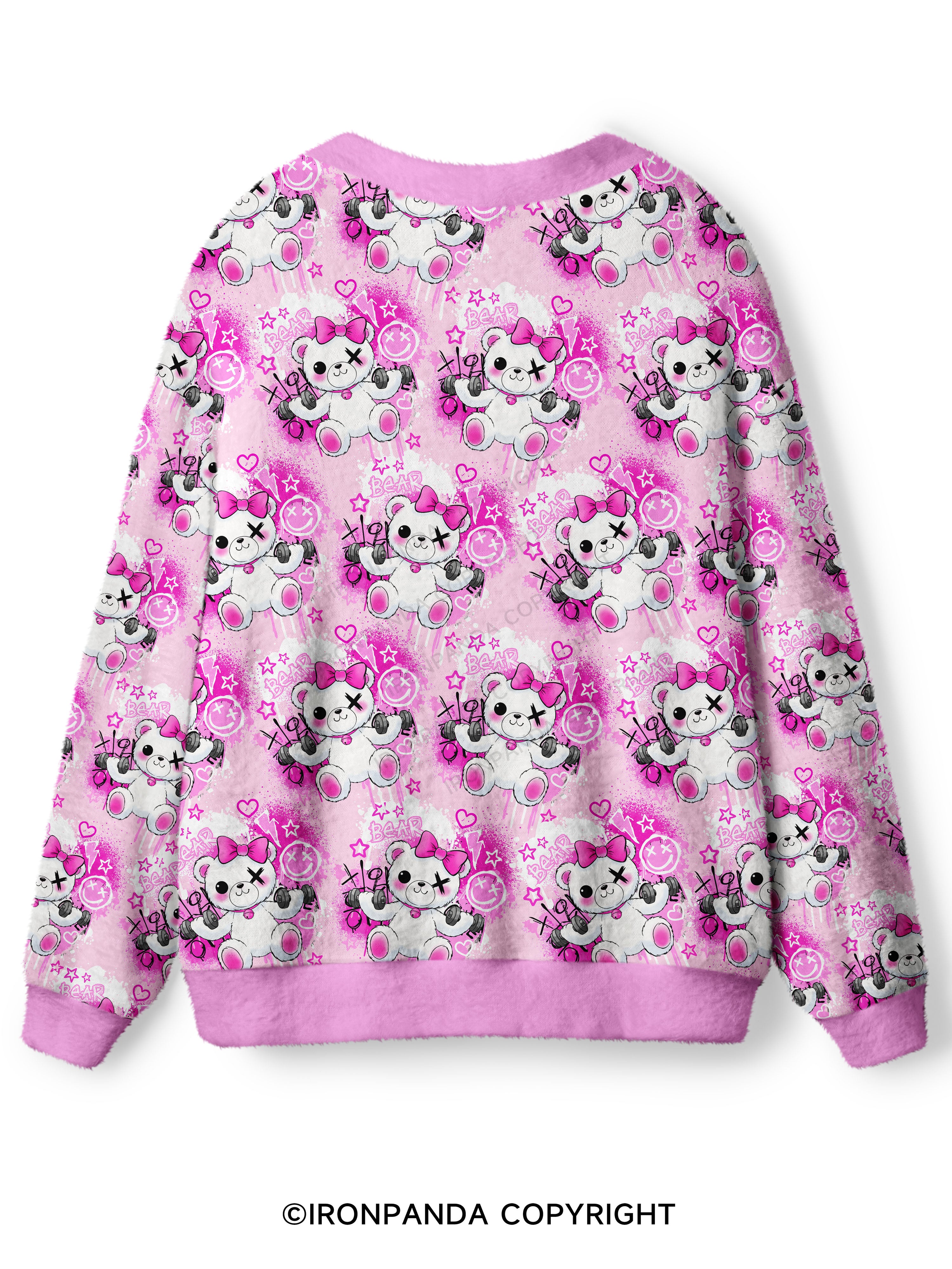 Lifting Bear Ugly Cardigan Sweater