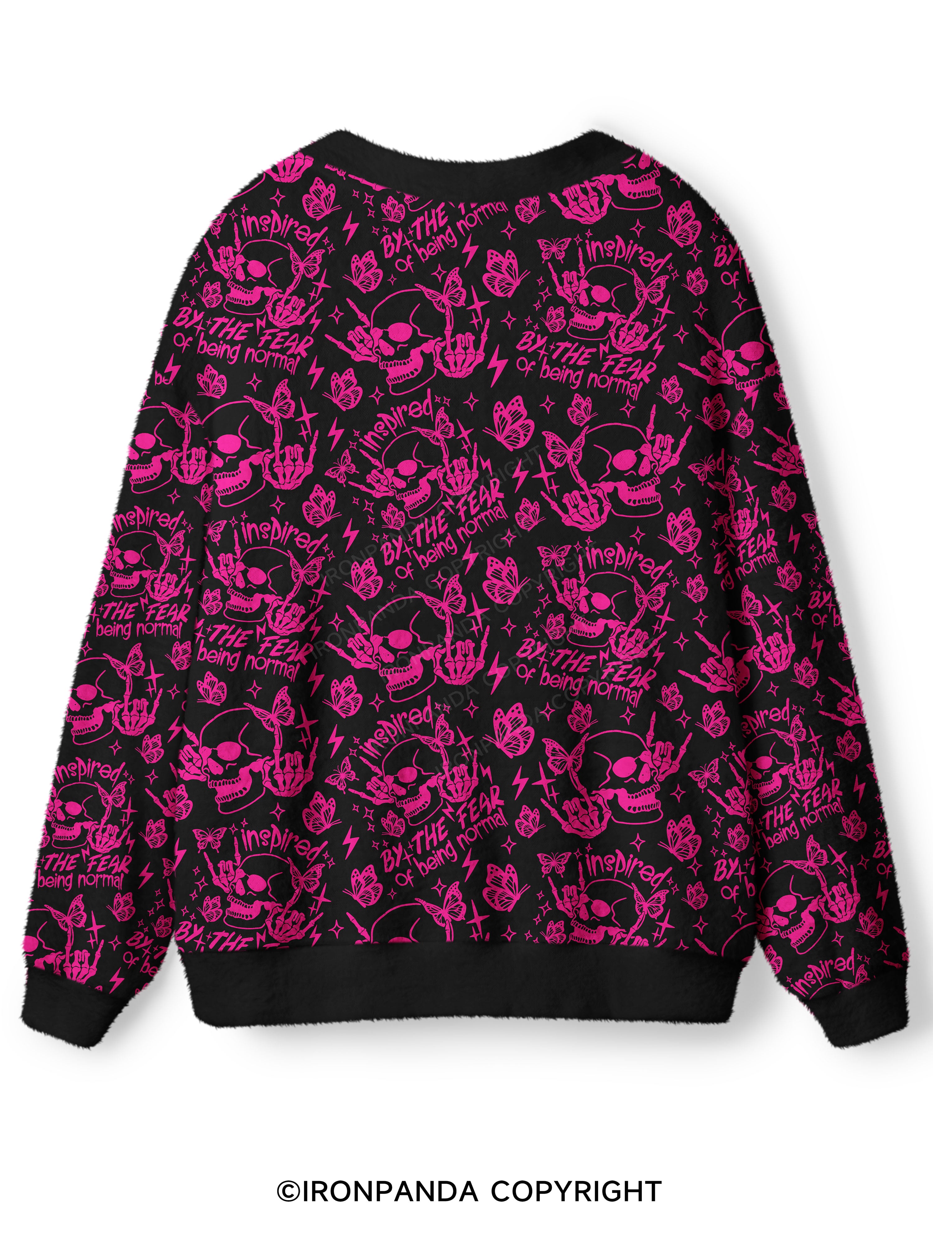 INSPIRED BY THE FEAR OF BEING NORMAL SKELETON Ugly Cardigan Sweater