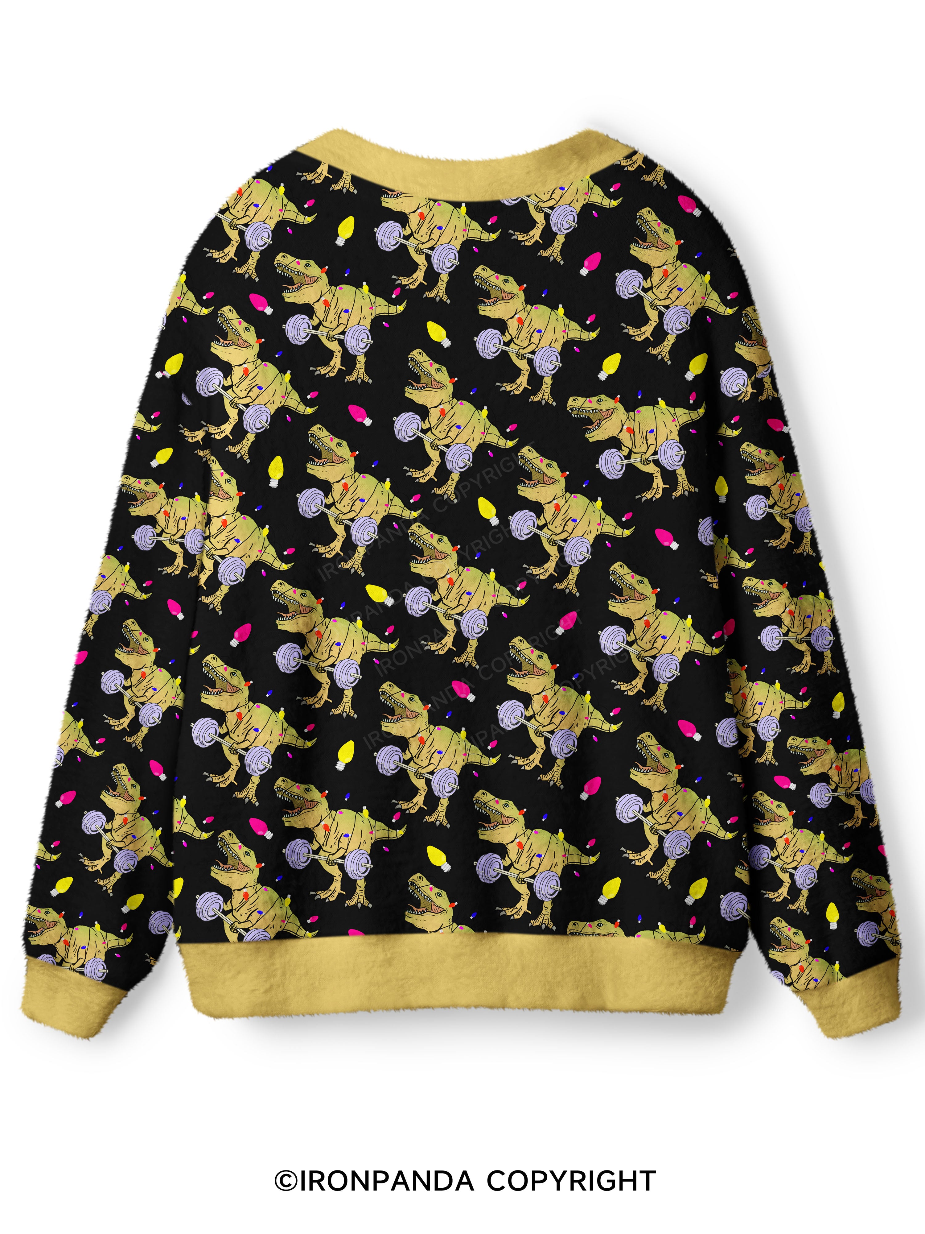 Christmas Dinosaur Ugly Cardigan Sweater
