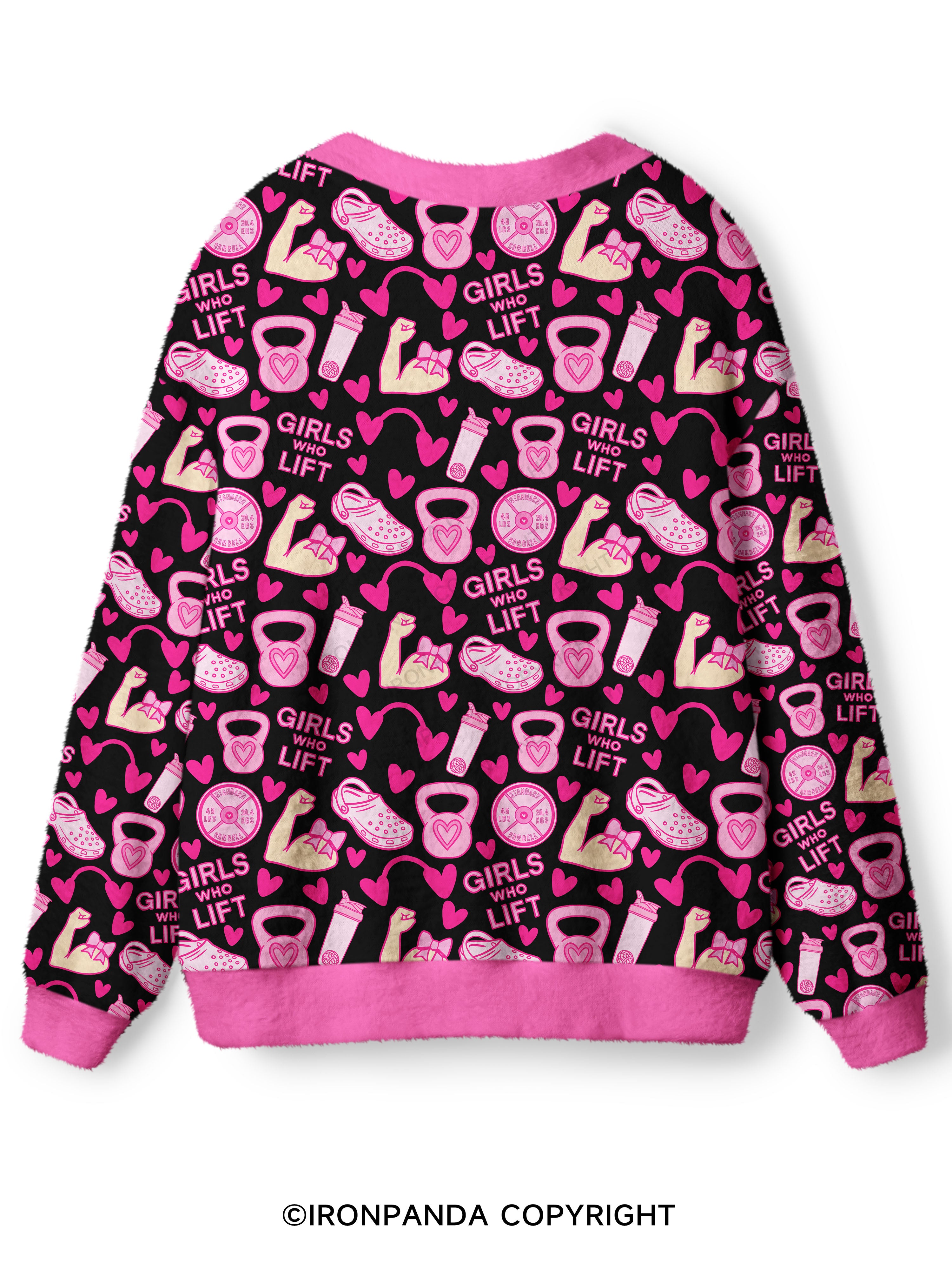 GIRLS WHO LIFT PINK GYM STYLE Ugly Cardigan Sweater