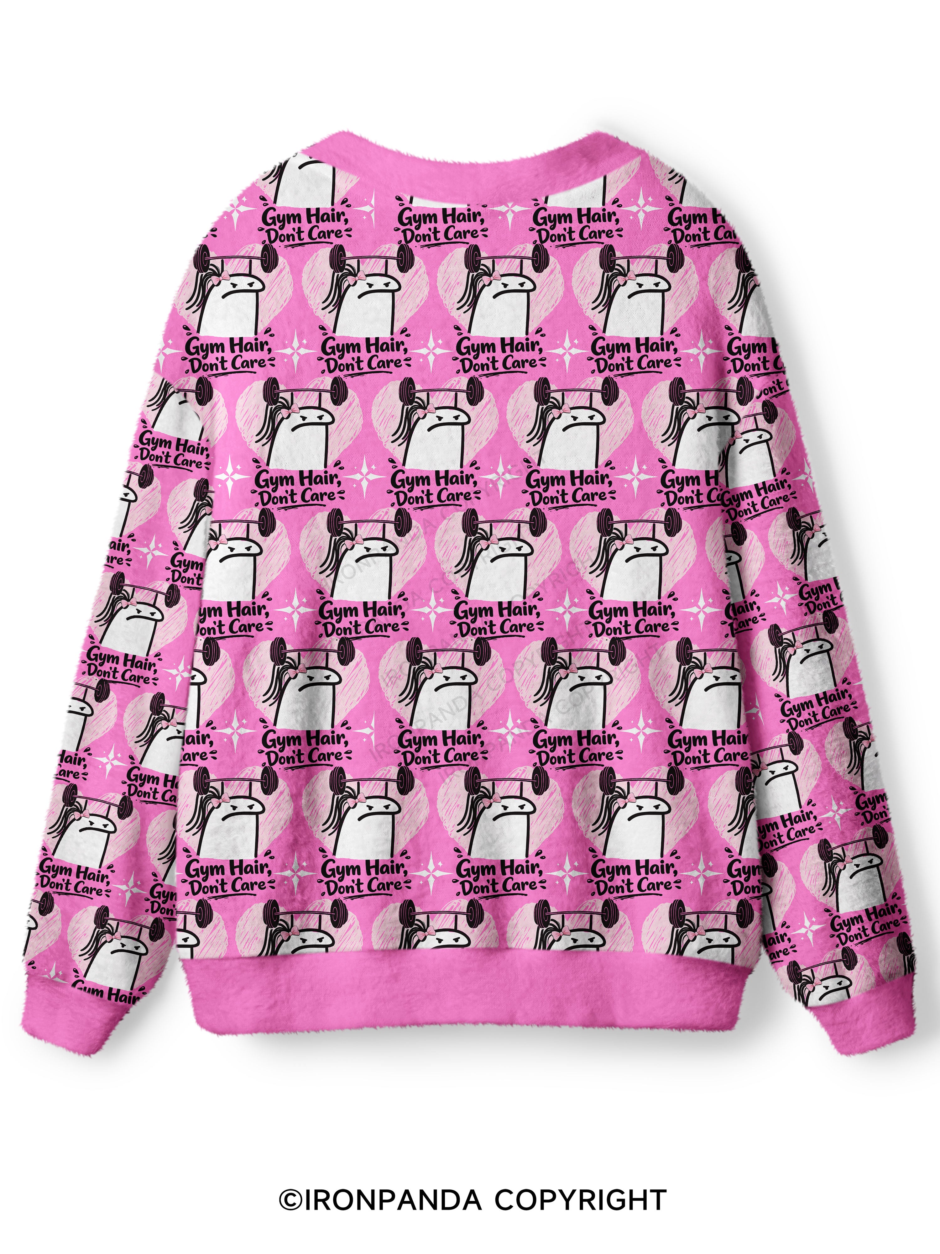 Gym Hair Don't Care Ugly Cardigan Sweater