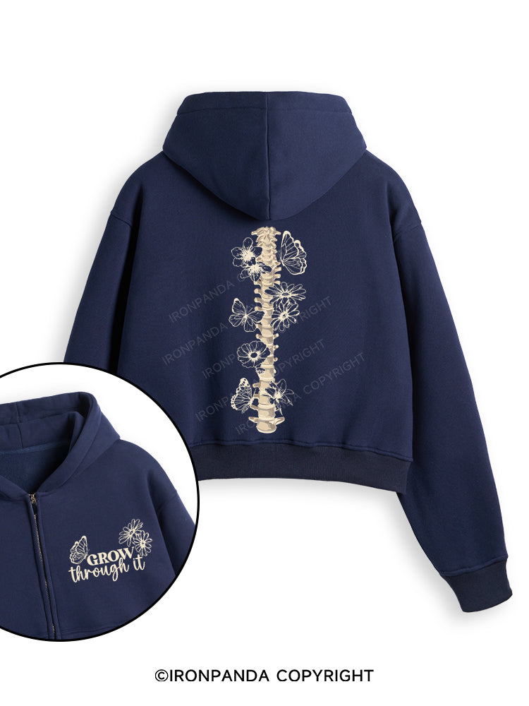 Grow Through It Fleece Crop Zip Up Hoodie