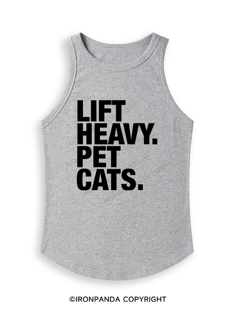 LIFT HEAVY PET CATS Fitted Tank Top