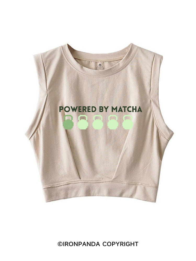 POWERED BY MATCHA GYM LOVER SLEEVELESS CROP TOPS
