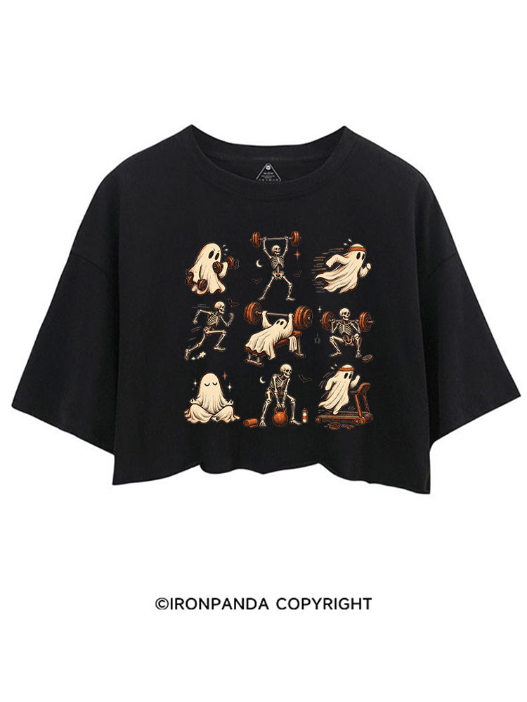 Ghost and Skeleton Workout Spooky Exercise CROP TOPS