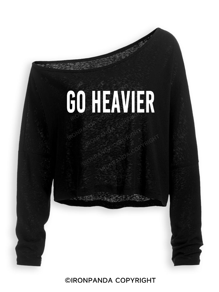 GO HEAVIER Off Shoulder Long Sleeve Crop Top