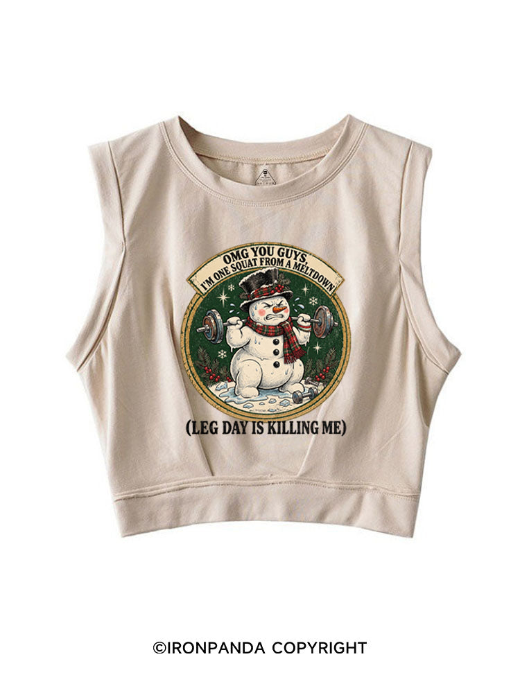 OMG YOU GUYS, I'M ONE SQUAT FROM A MELTDOWN (LEG DAY IS KILLING ME) SLEEVELESS CROP TOPS