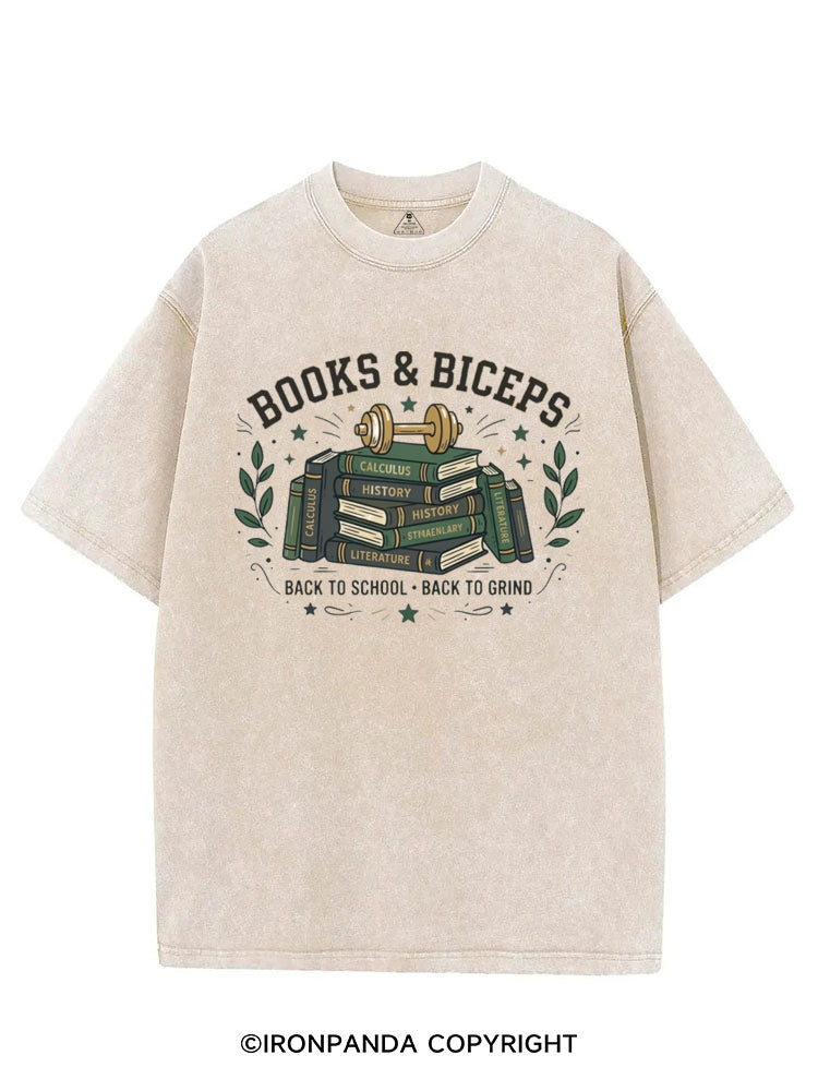 BOOKS & BICEPS BACK TO SCHOOL BACK TO GRIND VINTAGE GYM SHIRT