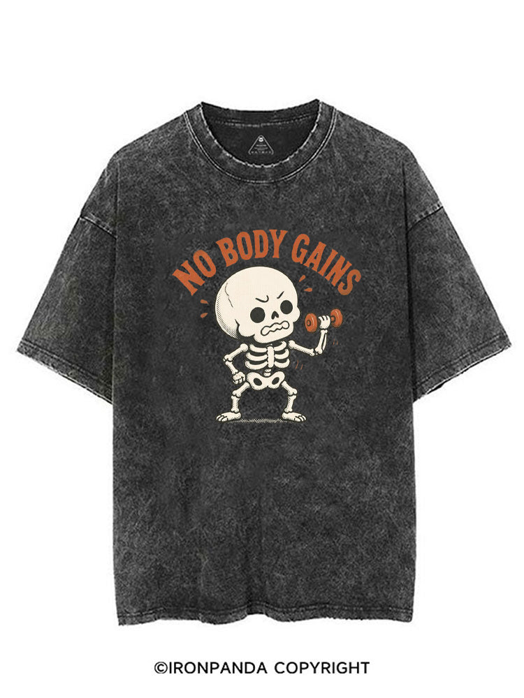 NO BODY GAINS SKELETON VINTAGE GYM SHIRT