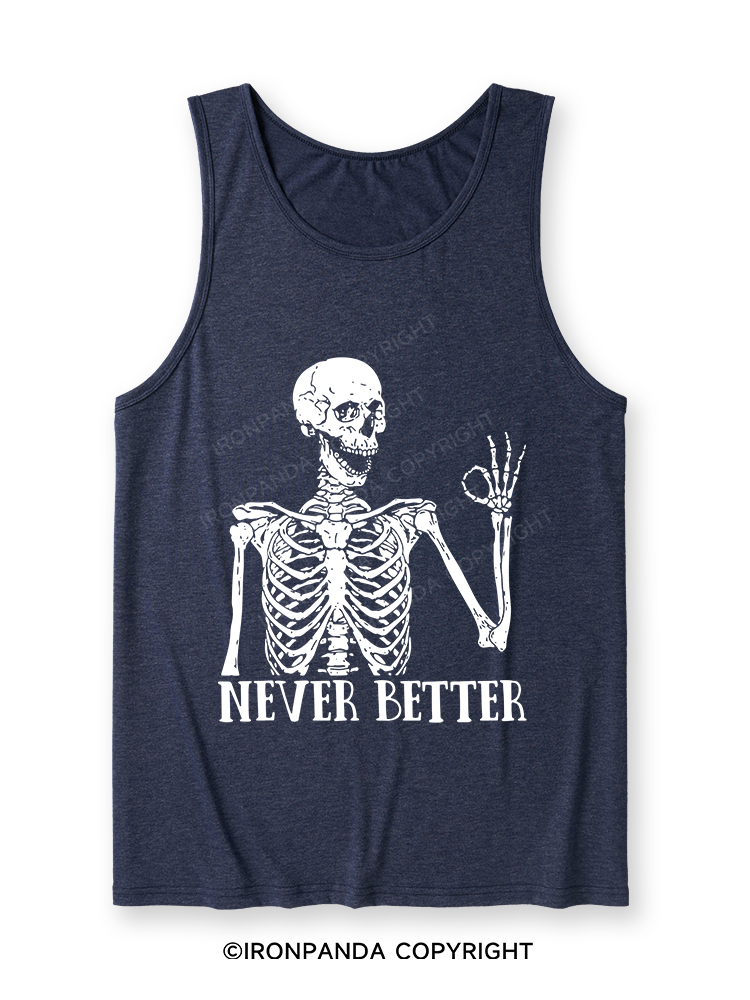 NEVER BETTER SKELETON Ultra Soft Heather Tank