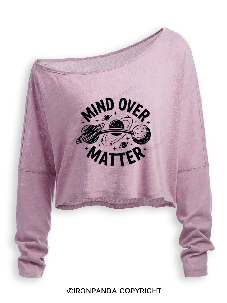 MIND OVER MATTER Off Shoulder Long Sleeve Crop Top