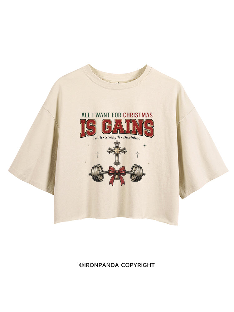 ALL I WANT FOR CHRISTMAS IS GAINS FAITH STRENGTH DISCIPLINE CROP TOPS