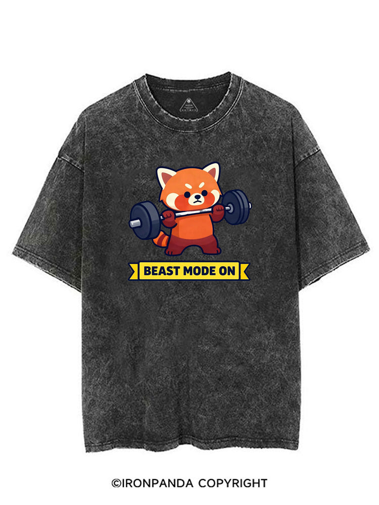 BEAST MODE ON RED PANDA VINTAGE GYM SHIRT