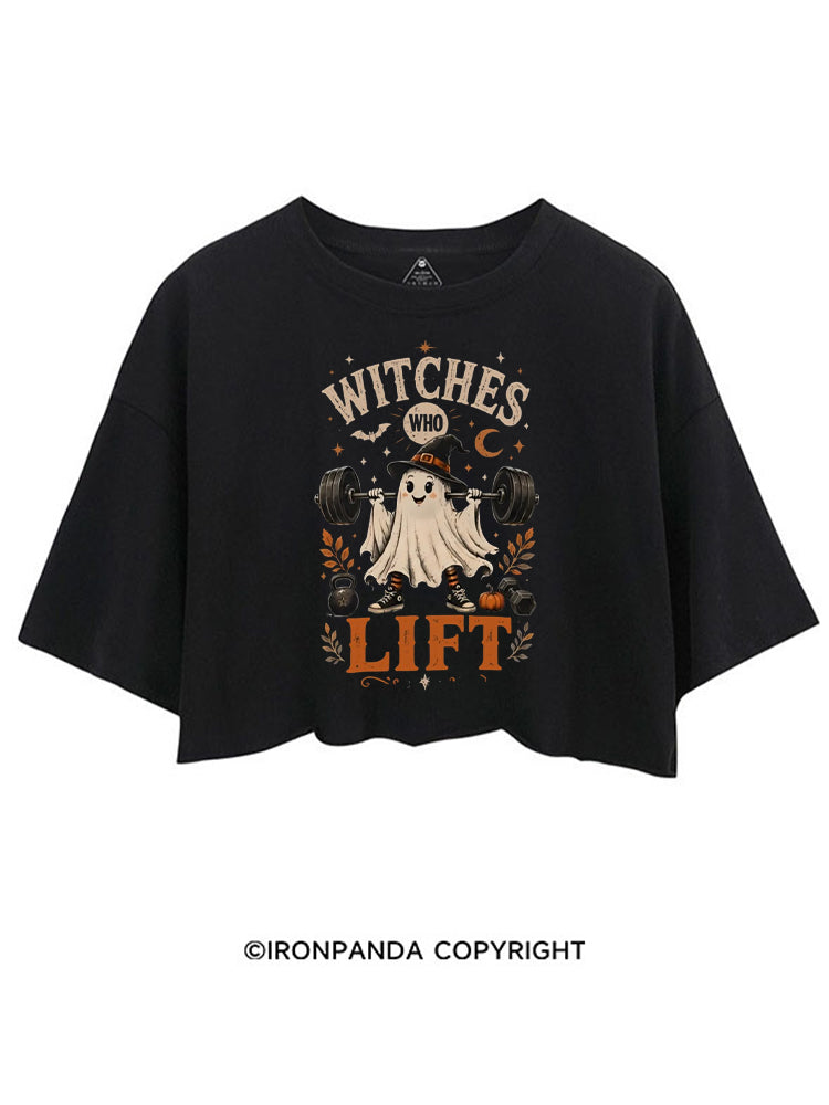 WITCHES WHO LIFT GHOST HALLOWEEN GYM CROP TOPS