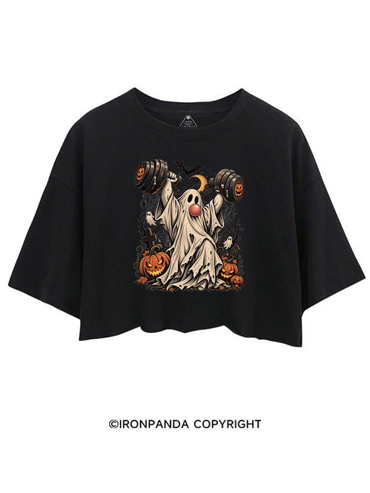 VINTAGE GHOST GYM WEIGHTLIFTING CROP TOPS