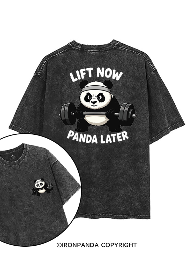 LIFT NOW PANDA LATER printed Gym Shirt