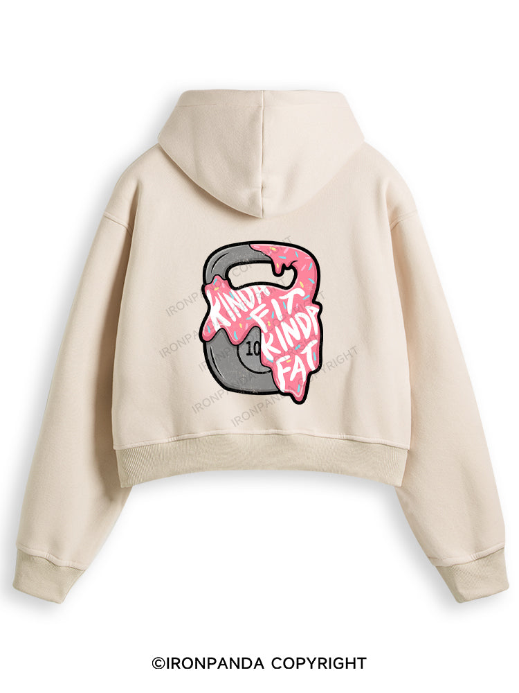 kinda fit sorta fat donut Fleece Crop Zip Up Hoodie