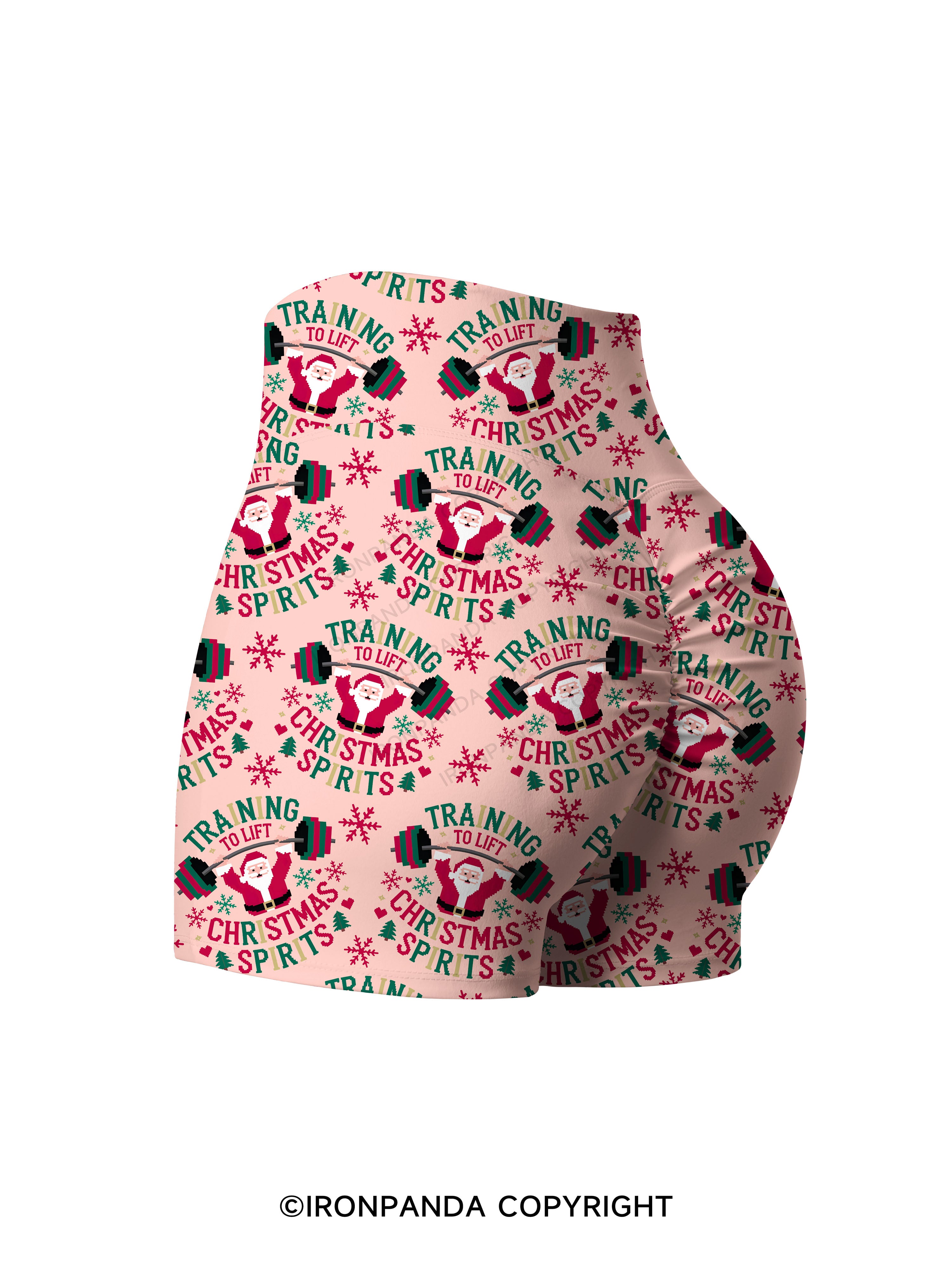 training to lift christmas spirits Printed Yoga Shorts