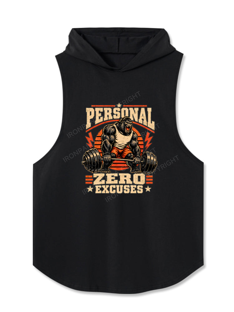 Fitness Weightlifting Gorilla No Excuses Hooded Tank