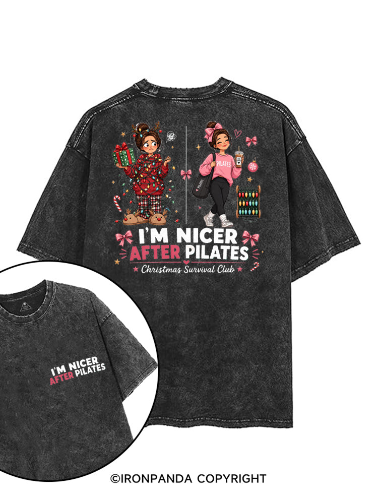 I'M NICER AFTER PILATES CHRISTMAS SURVIVAL CLUB printed Gym Shirt