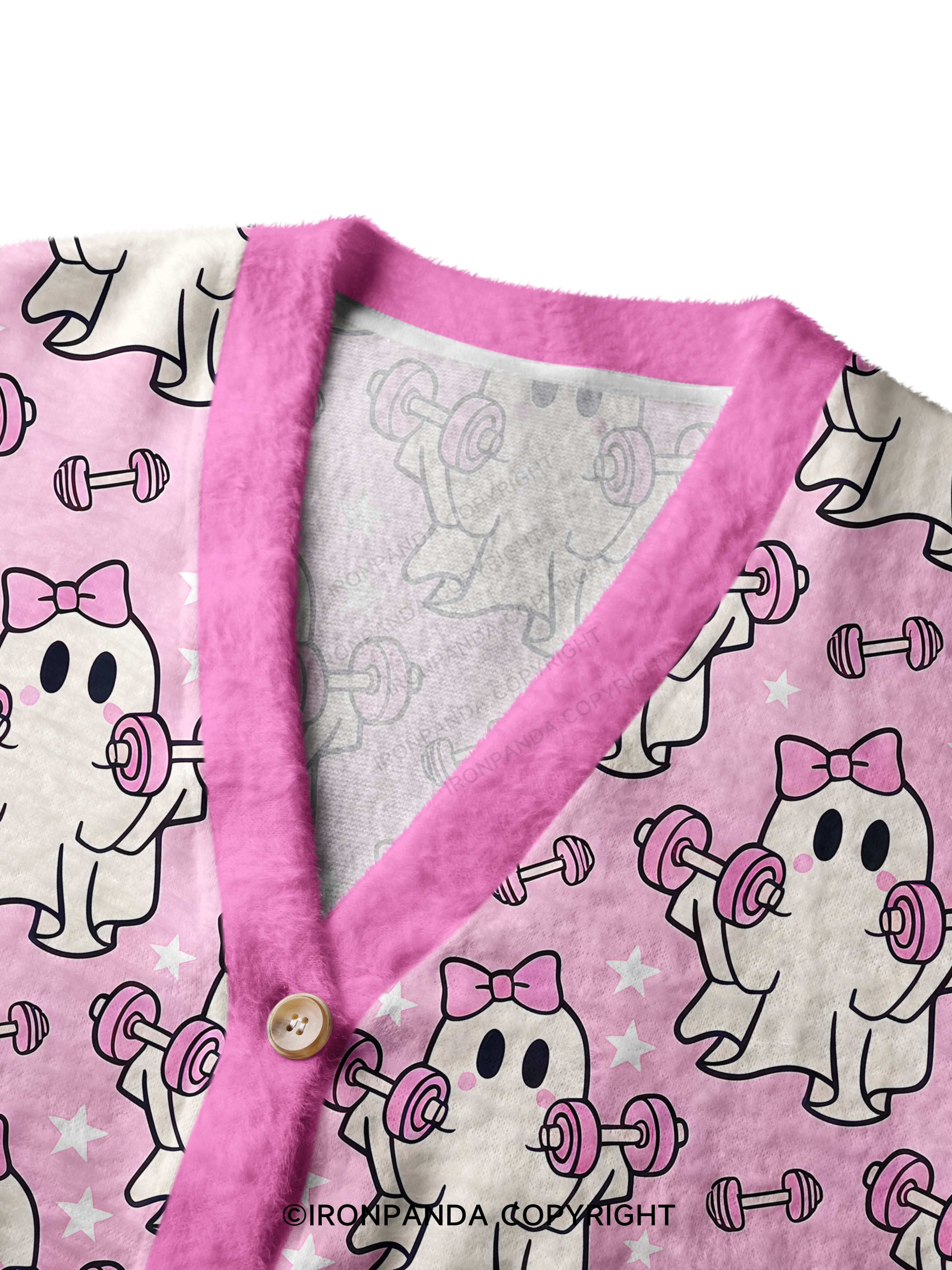Pink Bow Funny Workout Ghost Ugly Cardigan Sweater