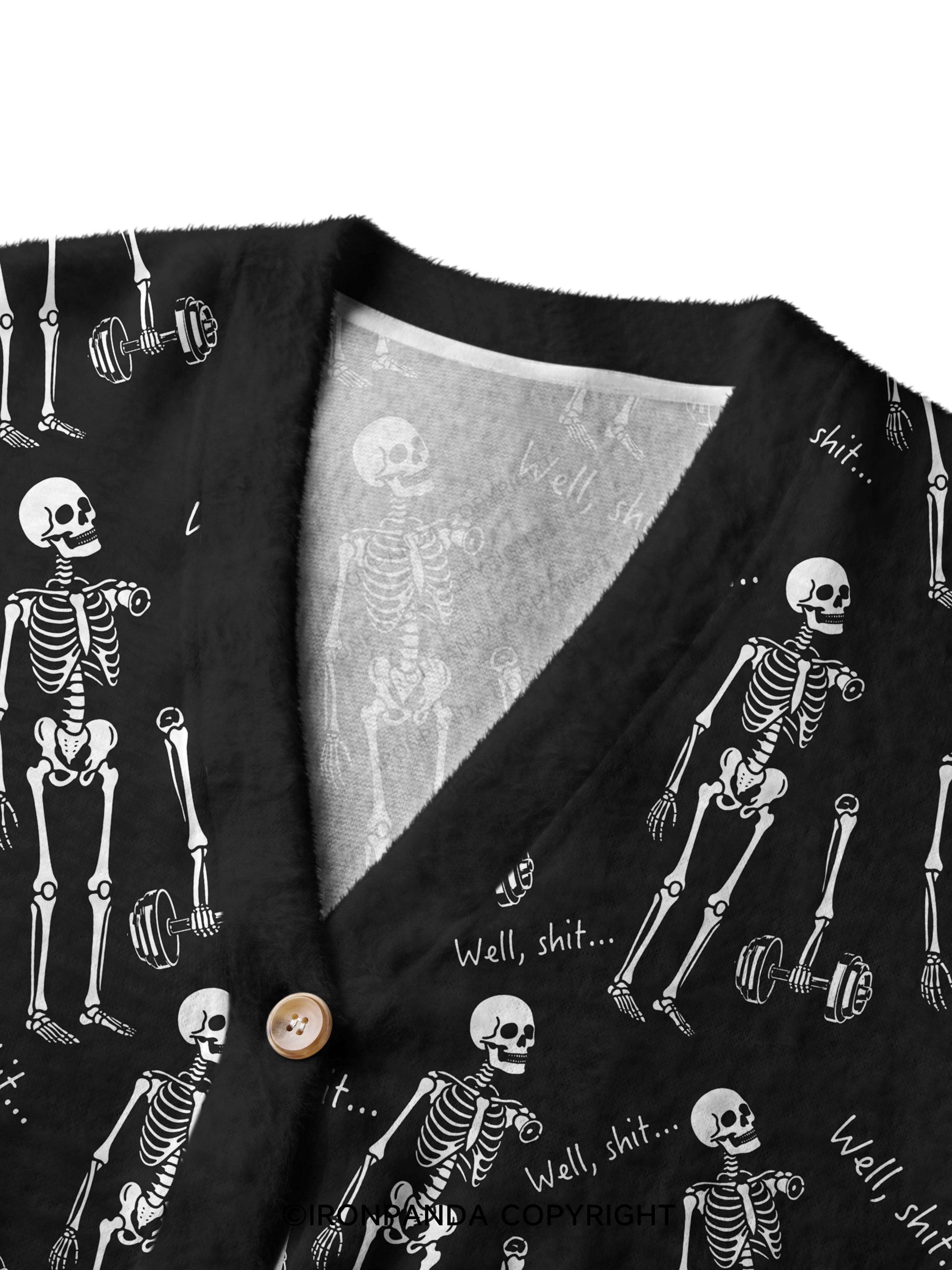 Well Shit Funny Skeleton Crop Ugly Cardigan Sweater