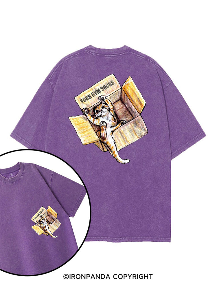 YOUR GYM SUCKS CUTE CAT printed Gym Shirt