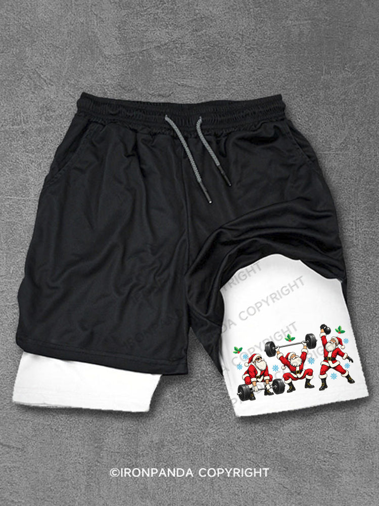 Santa Lifting Christmas Workout Performance Training Shorts