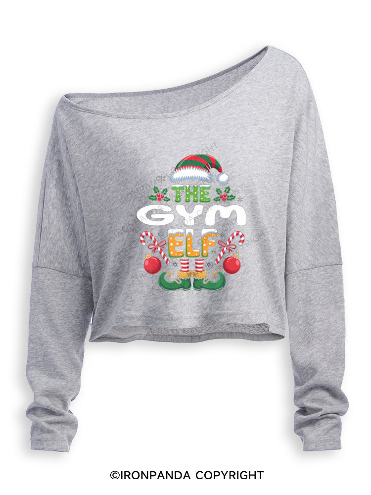 THE GYM ELF Off Shoulder Long Sleeve Crop Top