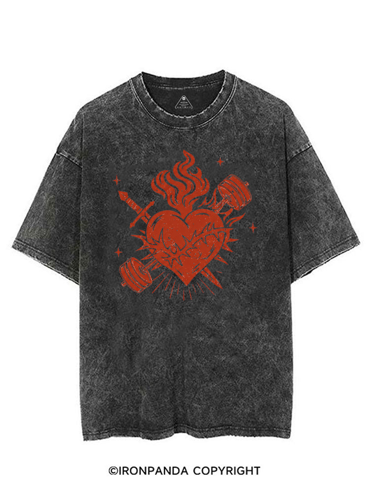 IRON HEART WITH FIRE VINTAGE GYM SHIRT