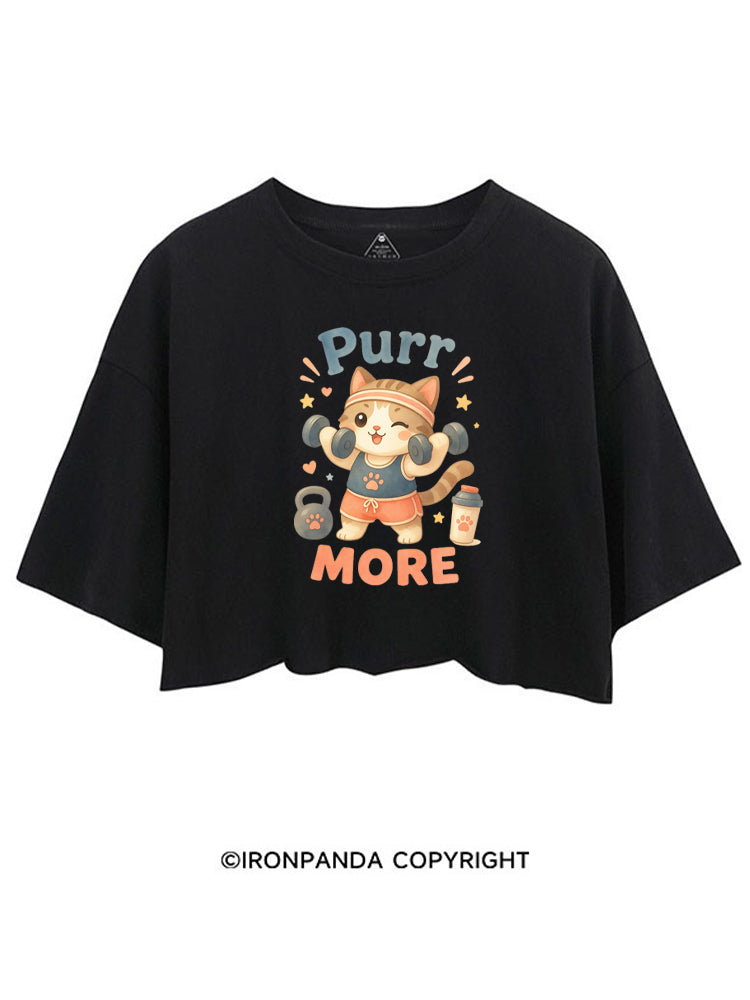 PURR MORE GYM KITTY CROP TOPS