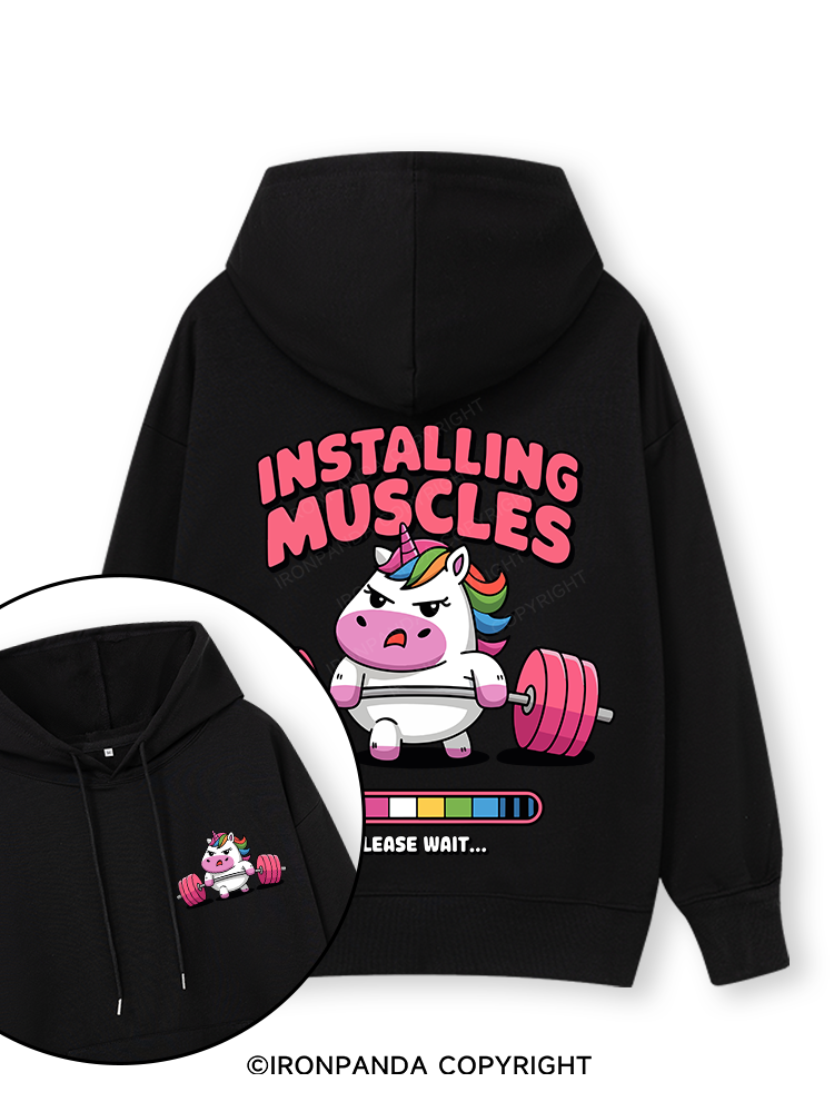 INSTALLING MUSCLES Double-Sided Printed Classic Gym Hoodie