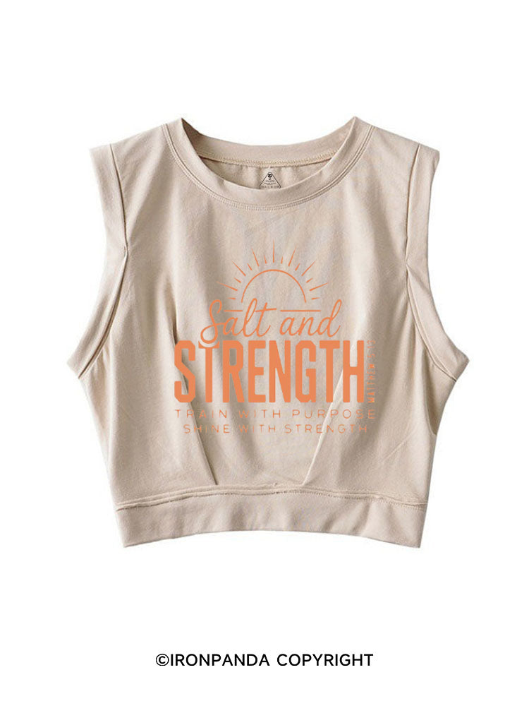 SALT AND STRENGTH TRAIN WITH PURPOSE SHINE WITH STRENGTH SLEEVELESS CROP TOPS