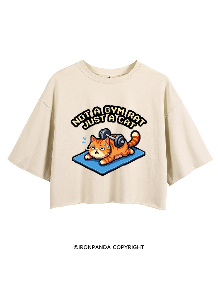 NOT A GYM RAT JUST A CAT CROP TOPS