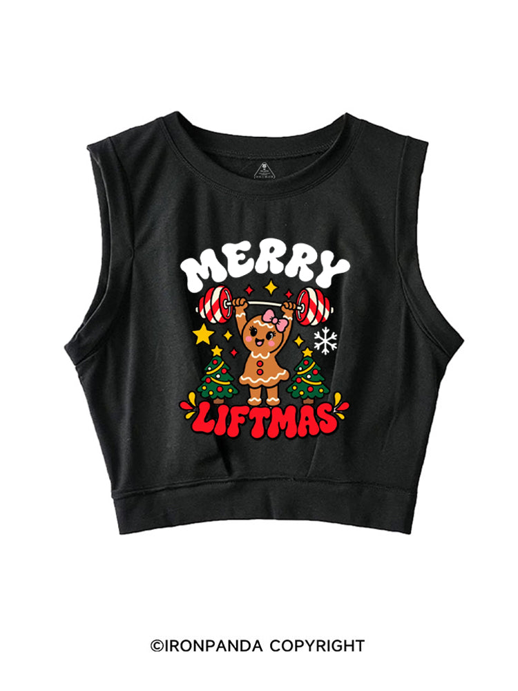 Merry Liftmas Gingerbread Weightlifting SLEEVELESS CROP TOPS