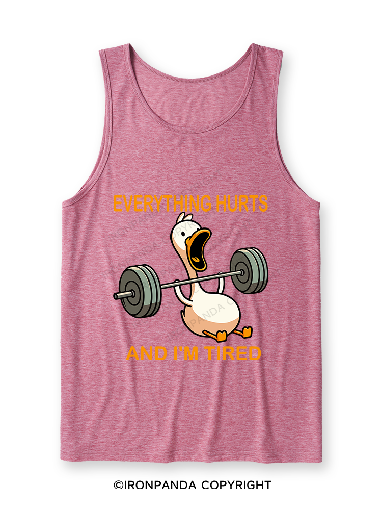 EVERYTHING HURTS AND I'M TIRED DUCK Ultra Soft Heather Tank