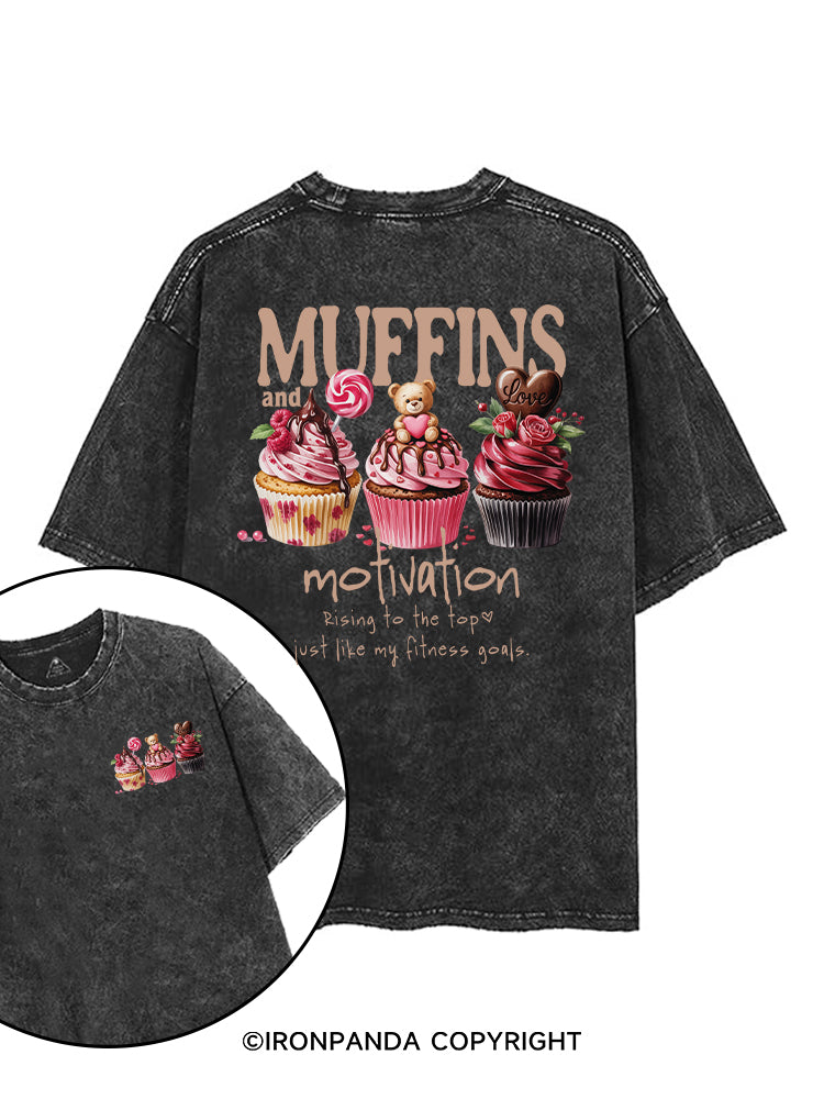 MUFFINS AND MOTIVATION printed Gym Shirt