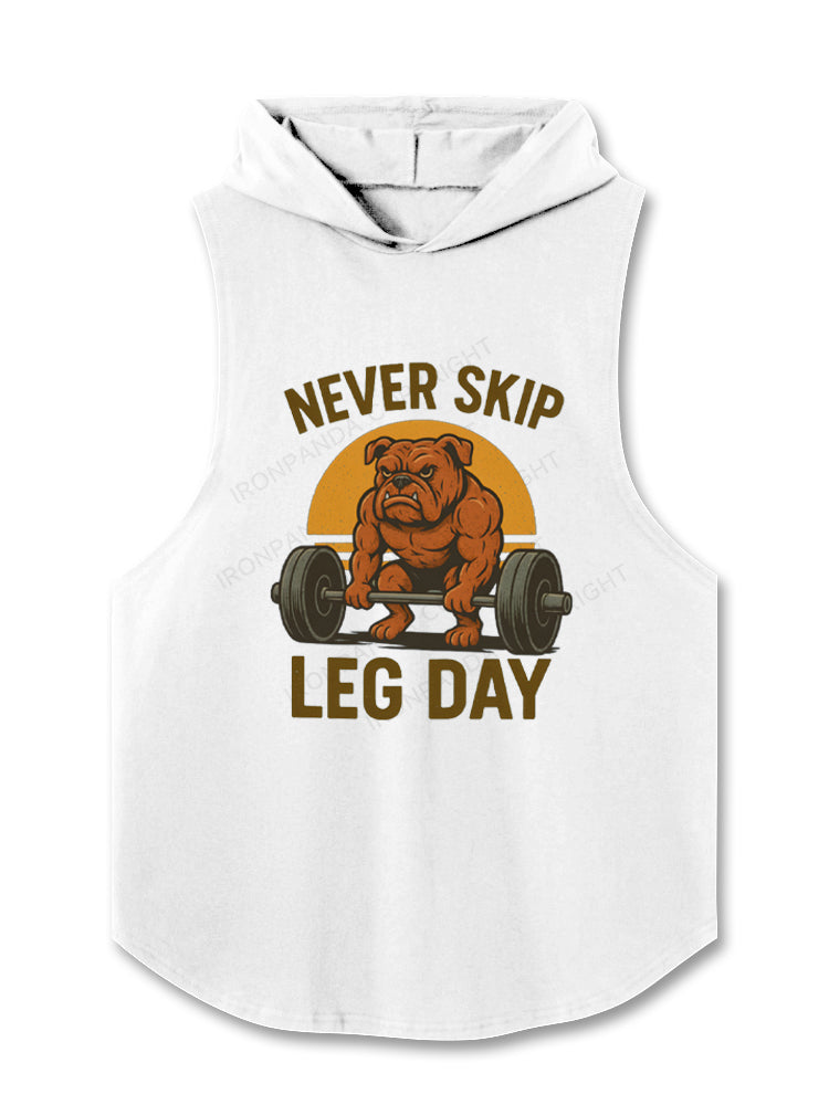 Never Skip Leg Day Muscular Bulldog Hooded Tank