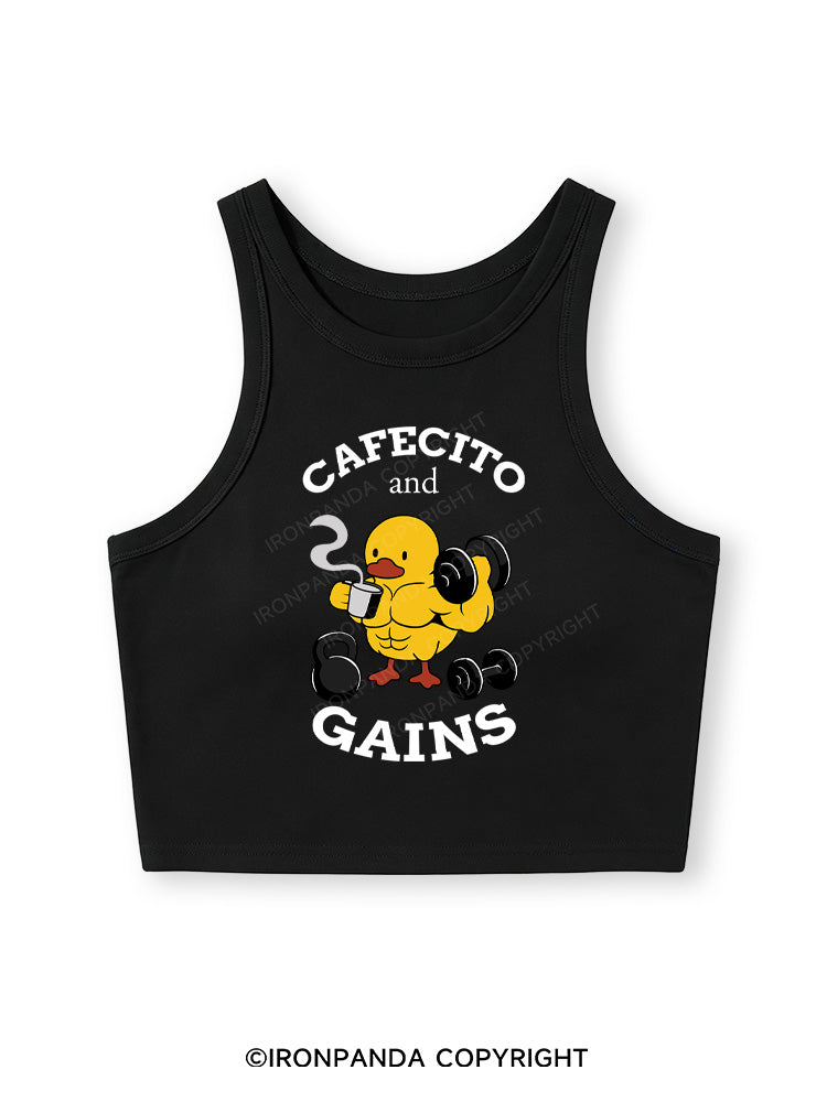CAFECITO AND GAINS Fitted Crop Tank Top
